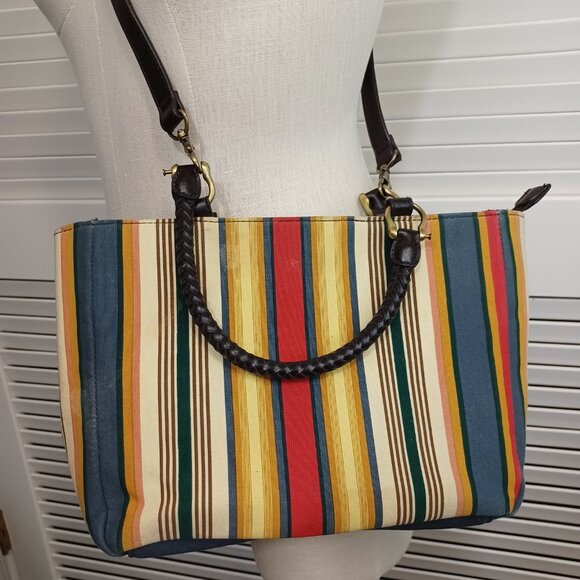 Relic Purse Striped Crossbody Satchel Tote Bag Colorful - Picture 2 of 9